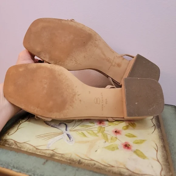 Ann Taylor Tan Suede Wrap Around Ankle Strap Sandals Size 9.5 - Picture 5 of 8
